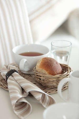 Teacup with bread.の写真素材