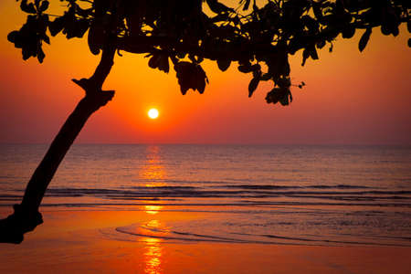 Sunset by the sea, Thailandの写真素材