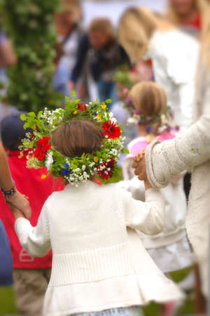 Girl with midsummer wreath.の写真素材