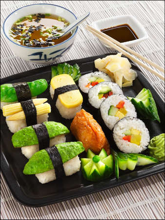 Vegetarian suchi, 12 pieces.の写真素材