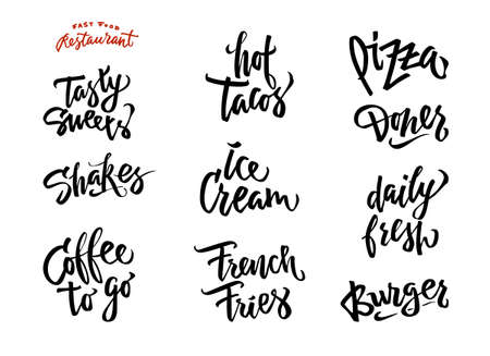 Menu Vintage Retro Style Decorative Calligraphic Lettering Fonts Texts Set Vectorのイラスト素材