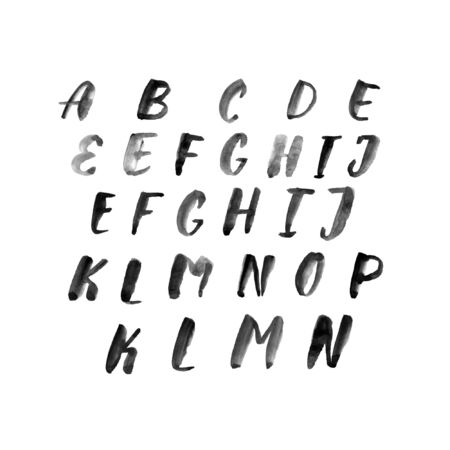 Set of uppercase watercolor brush letters with variants, pt.1のイラスト素材
