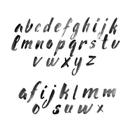 Set of lowercase watercolor brush letters with variantsのイラスト素材