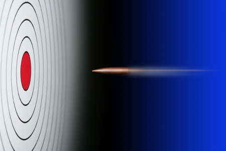 Target with bullet about to score a direct hitの写真素材