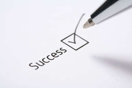 success tickbox on a form tick and pen