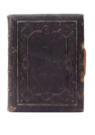 cover of old leather book no text cutoutの写真素材