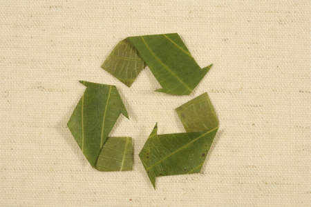 recycling symbol, recycled symbol made from leaves Mobius Loop copy space on natureal backgroundの写真素材