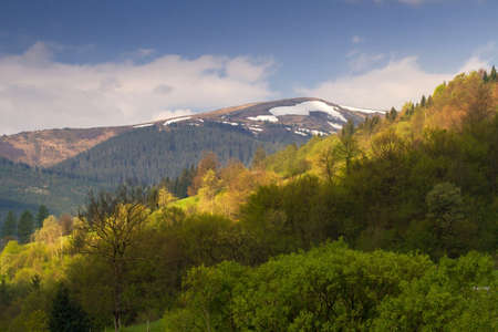 Beautiful mountain view with mountain snow peakの写真素材