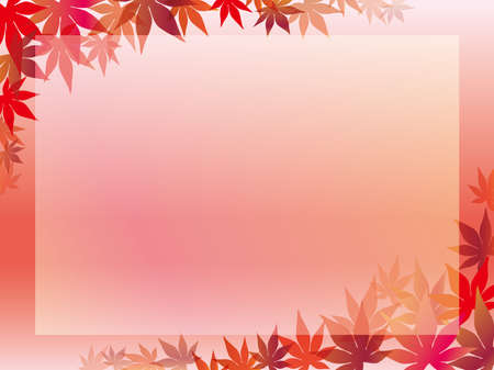 A maple leaf frame with a pinkish background, vector illustration.のイラスト素材