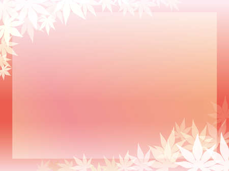 A gold maple leaf frame with a pinkish background, vector illustration.のイラスト素材
