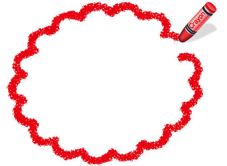 A red, ellipsoidal vector frame drawn with a crayon.のイラスト素材