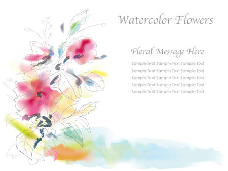 Illustration of assorted flowers in a spontaneous watercolor painting style.のイラスト素材