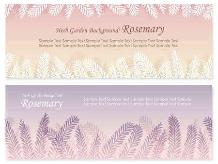A set of two rosemary vector background illustrations. You can create seamless patterns by duplicating these illustrations, and placing the duplicates next to each other.のイラスト素材