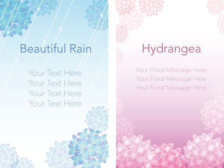 A set of two hydrangea vector framesのイラスト素材