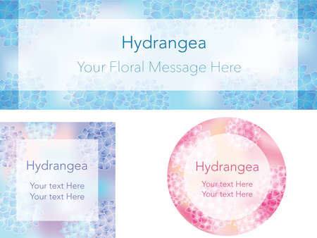 A set of three hydrangeas vector frames.のイラスト素材
