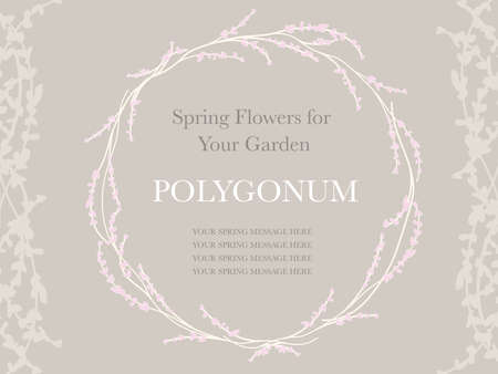 A vector frame of a spring flower, Polygonum, arranged as a wreath.のイラスト素材