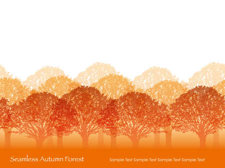 A seamless autumn forest vector illustration in autumn colors.のイラスト素材