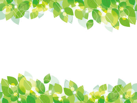 A seamless vector background/frame with green leaves.のイラスト素材