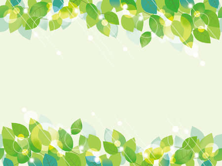 A seamless vector background/frame with green leaves. You can create a seamless pattern by duplicating this illustration, and placing the duplicates next to each other.のイラスト素材