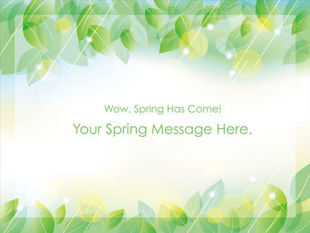 A seamless vector background/frame with green leaves.のイラスト素材