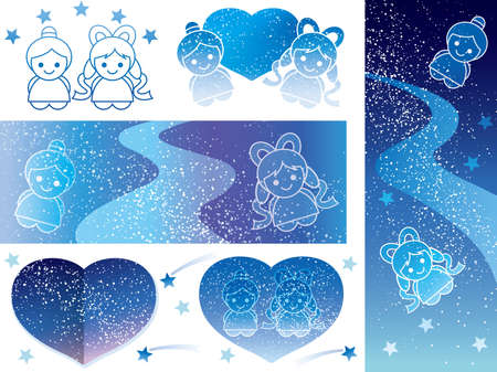 A set of various vector illustrations of the Star Festival.のイラスト素材