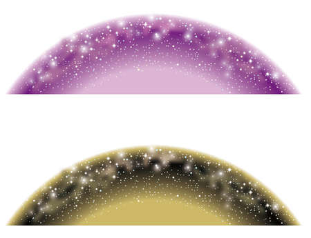 A set of two hemispherical backgrounds of the starry sky in black and purple.のイラスト素材