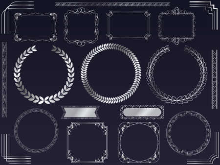A set of various silver vector frames. (without sample text)のイラスト素材