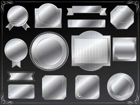 A set of various silver vector labels. (without sample text)のイラスト素材