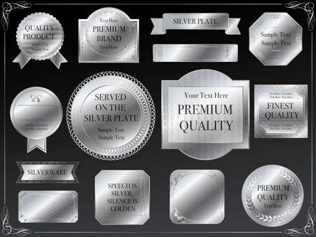 A set of various silver vector labels.のイラスト素材