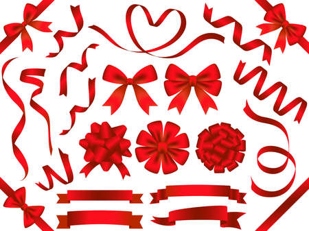 A set of various red vector ribbons.のイラスト素材