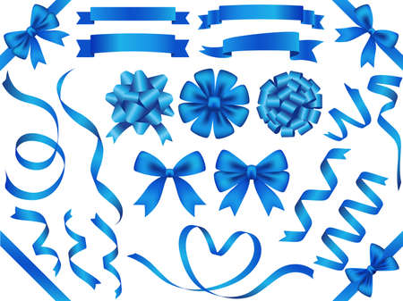 A set of various blue vector ribbons.のイラスト素材