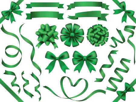 A set of various green vector ribbons.のイラスト素材