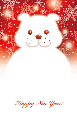 A New Year's card with a doggy snowman with a red background, vector illustration.のイラスト素材
