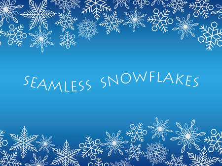 Seamless abstract blue winter background with Christmas tree and snowflakes, vector illustration.のイラスト素材