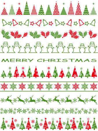A set of assorted abstract borders for the Christmas season, vector illustration.のイラスト素材