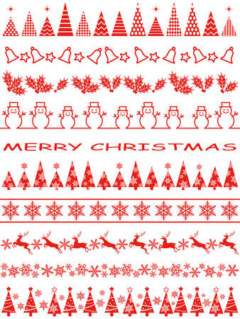A set of assorted abstract borders for the Christmas season, vector illustration.のイラスト素材