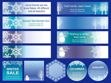 A set of assorted winter season index cards design.のイラスト素材