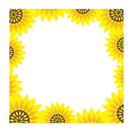 A square sunflower frame with text space, vector illustration.のイラスト素材