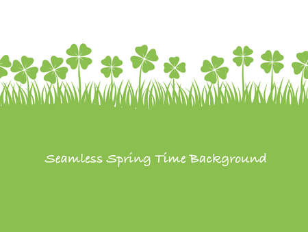 A seamless four-leafed clover background vector illustration with text space. Horizontally repeatable.のイラスト素材
