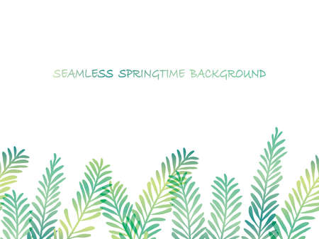 Seamless springtime vector background illustration with herbs and text space. Horizontally repeatable.のイラスト素材