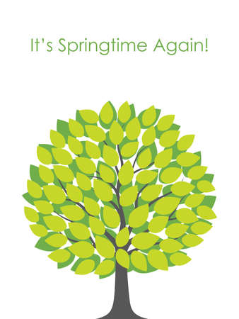 Springtime tree with text space, vector illustration.のイラスト素材