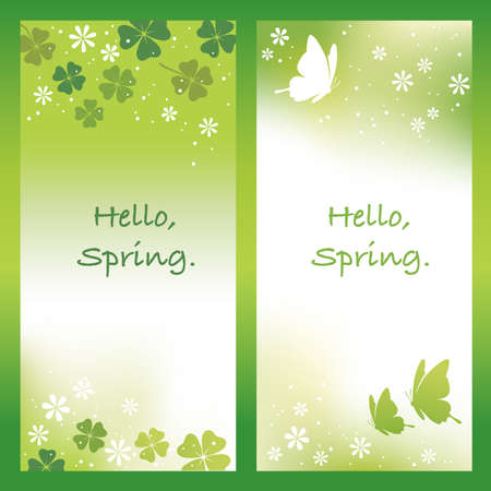 A set of two abstract springtime vector background illustrations with text space.のイラスト素材