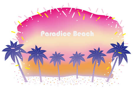 Summer beach with text space, vector illustration.のイラスト素材