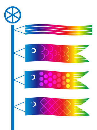 Vector illustration with carp streamers for the Japanese âKodomo no hiâ, the Boys Festival.のイラスト素材