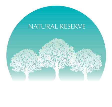 Vector trees on a blue circular background with text space.のイラスト素材