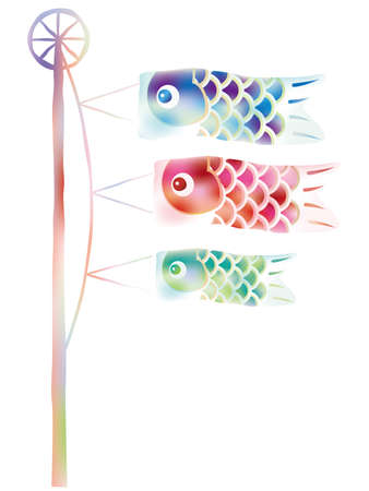 Vector carp streamer in watercolor style for the Japanese âKodomo No Hiâ, the Boys Festival.のイラスト素材