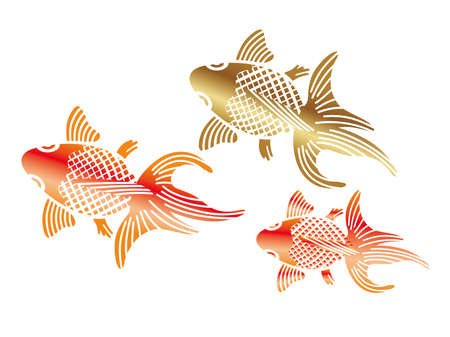 Goldfishes in the Japanese traditional style, vector illustration.のイラスト素材