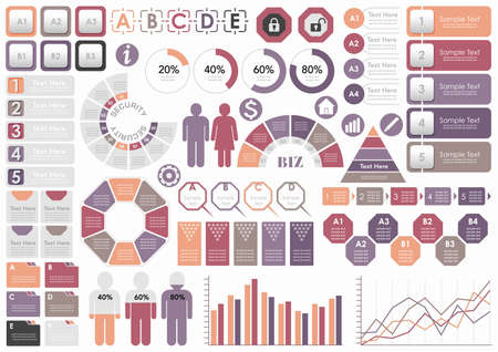 Set of assorted business-related infographic, vector illustration.のイラスト素材