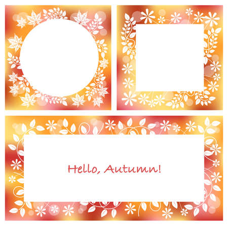 Set of three abstract autumn frames, vector illustrations.のイラスト素材