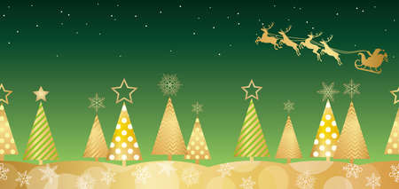 Christmas seamless forest background, vector illustration. Horizontally repeatable.のイラスト素材